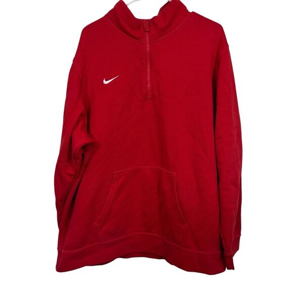 Nike Red Quarter Zip Athletic Sweatshirt - Picture 1 of 5